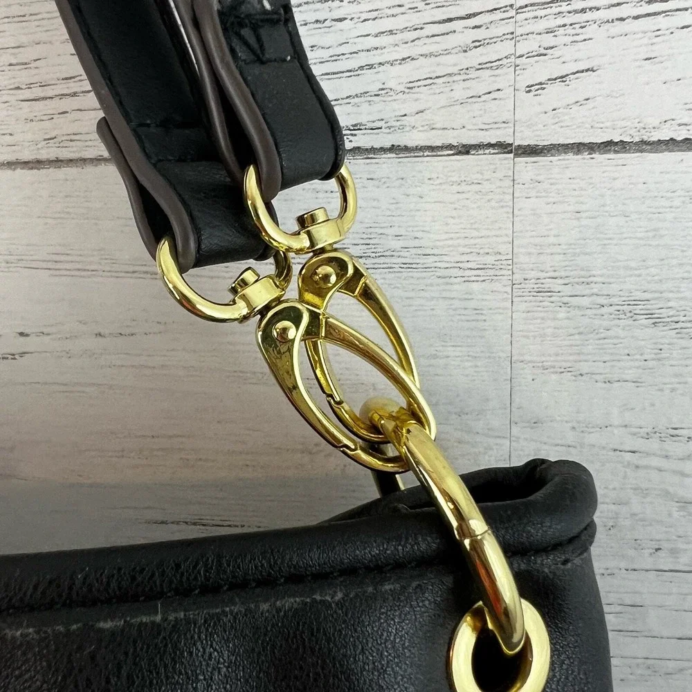 Franco Sarto Black Faux Leather Convertible Shoulder Bag
